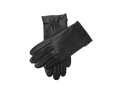 NexuSkin men's classic black leather touchscreen gloves, overlapping view