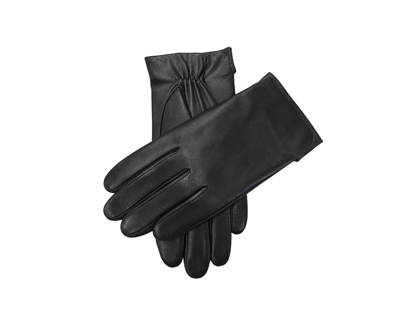 NexuSkin men's classic black leather touchscreen gloves, overlapping view