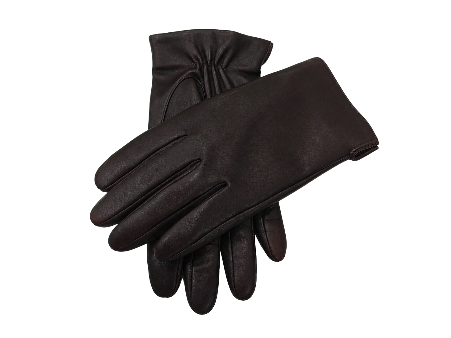 NexuSkin men's classic brown leather touchscreen gloves, overlapping view