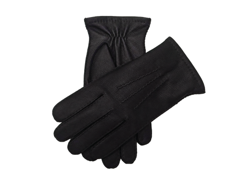 NexuSkin men's black deerskin touchscreen gloves, overlapping view