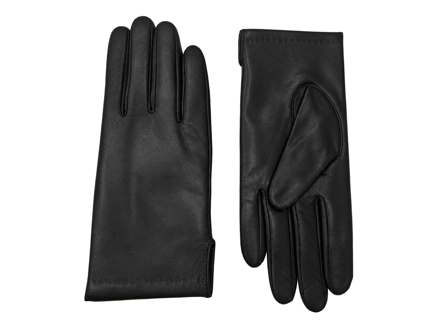 NexuSkin women's classic black Nappa leather touchscreen gloves, front and back view