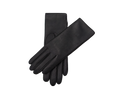 NexuSkin women's long black leather touchscreen gloves, overlapping view